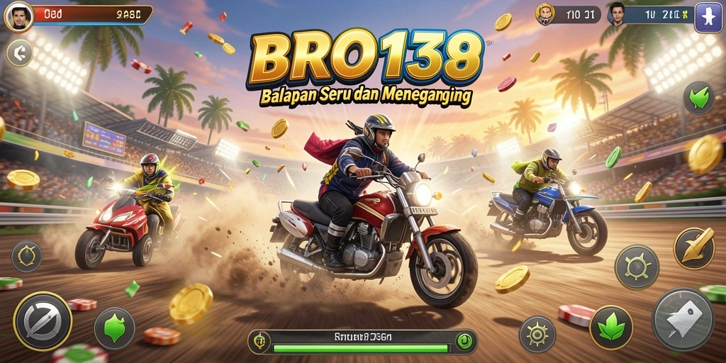 Screenshot utama BRO138 menampilkan aksi balapan yang seru dan menegangkan.