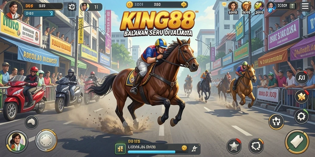 Gameplay KING88 yang mendebarkan di jalanan kota.