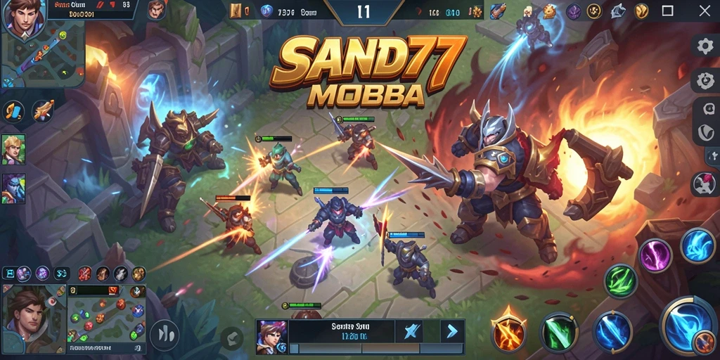 Tangkapan layar gameplay SAND77 yang menampilkan pertempuran seru dan taktis.