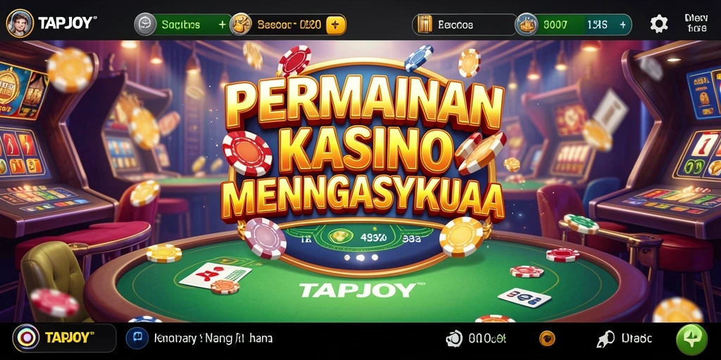 Screenshot TAPJOY menampilkan gameplay Kasino yang menarik dan penuh warna.